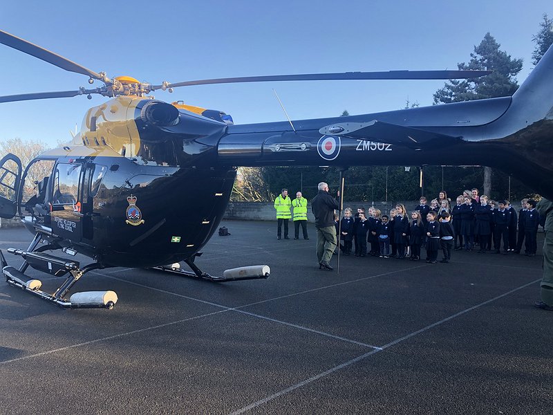 Helicopter and junior school